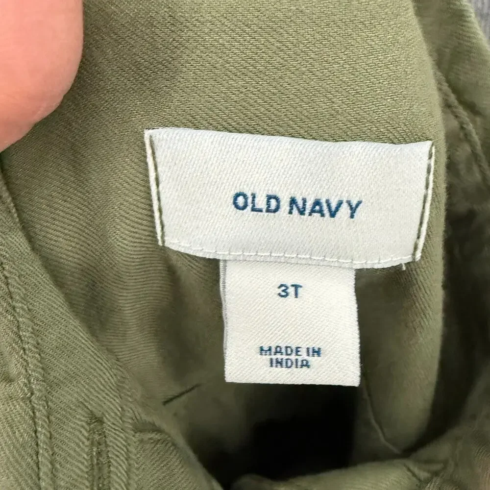 Old Navy Girls Shirt Dress Size 3T Olive Green Rayon Elastic Waist Military New
